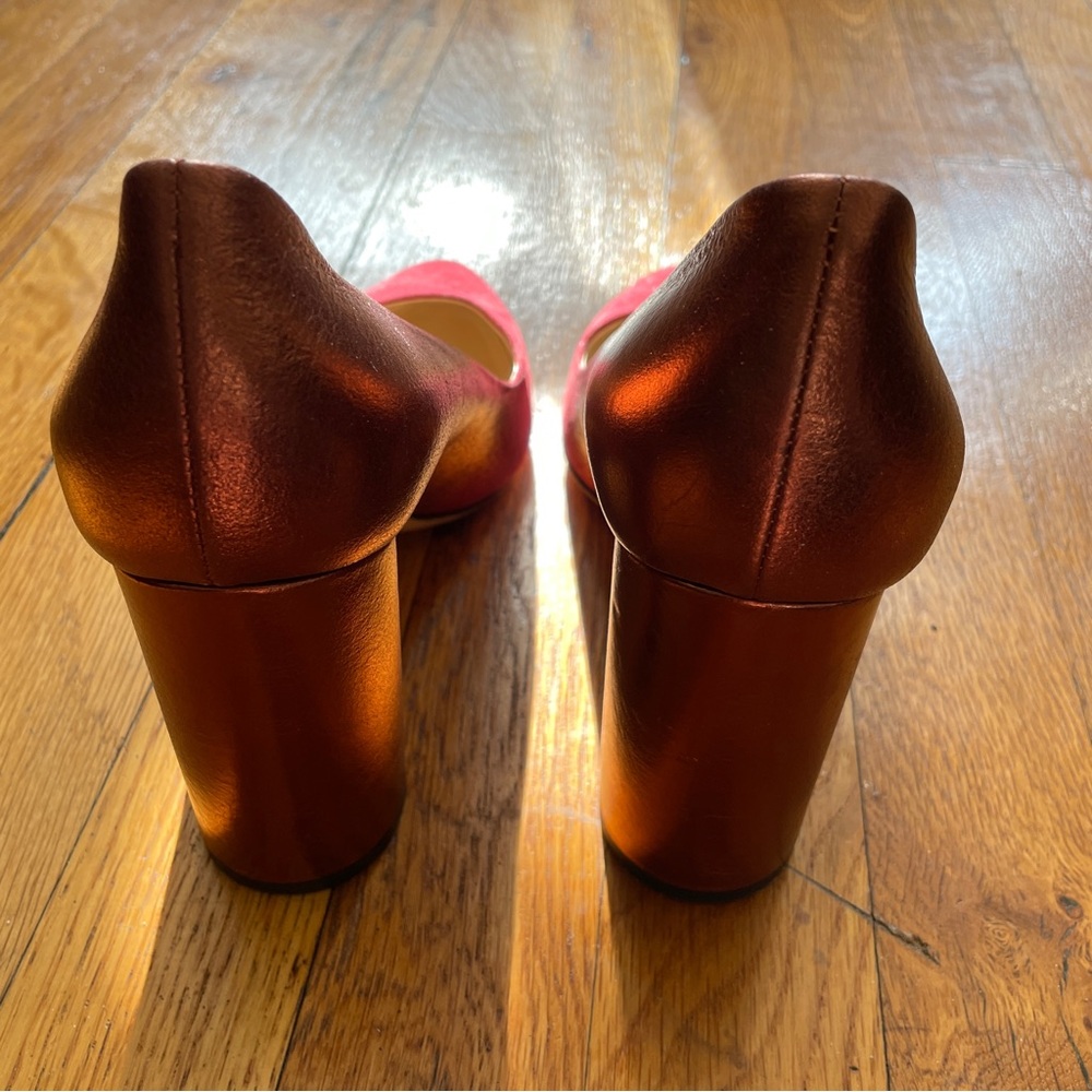 M. Gemi Lustro Suede+Leather Heels Ombré Chianti Copper red holiday metallic 38 - Picture 7 of 13